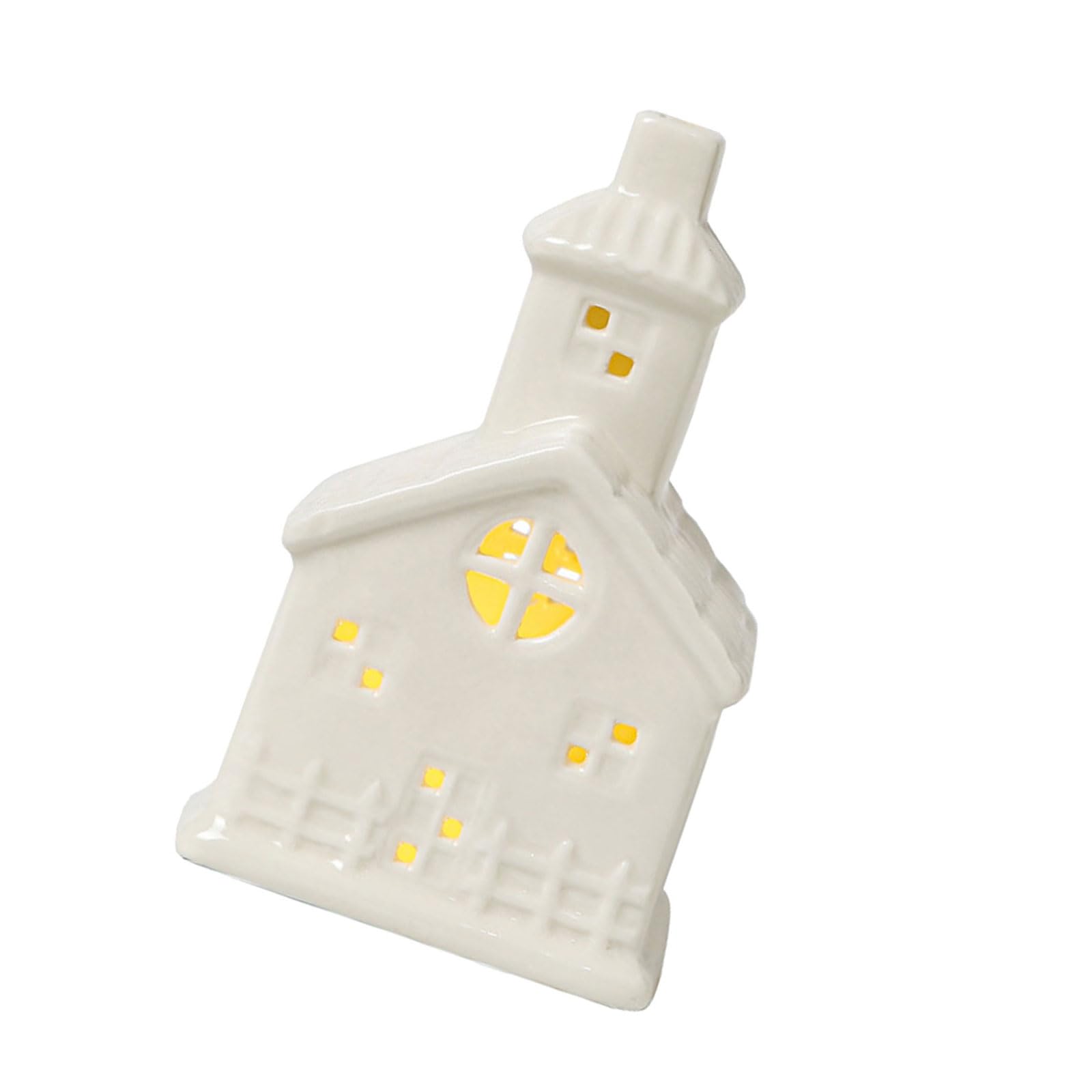 Msioytog White Ceramic Christmas Cottage Led Brightened Decoration Warm Holiday Mood For Indoor Home Otherwise Warm Christmas Village Display