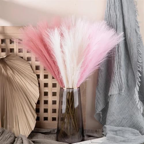 Set de 5 Flores Artificiales de Pasto Pampas Boho Rojo miniatura 3