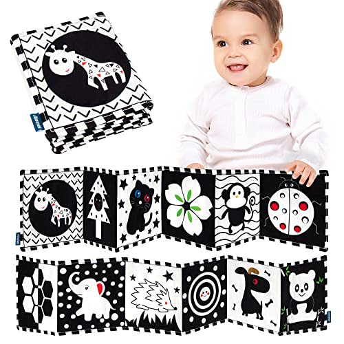 Image of SYNARRY Black and White Baby Book, High Contrast Baby Toys for Newborn Black and White Books for Babies Black and White Baby Toys 0-3 Months Tummy Time Toys for Babies 0-6 Months Baby Cloth Books