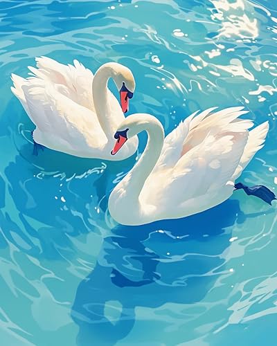 Paint by Numbers Kit for Adults Beginner, Pure Swan Easy