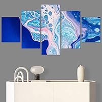 SIGNWIN 5 Panel Canvas Wall Art Modern Art Abstract Fluids for Home Decorations Ready to Hang - 60