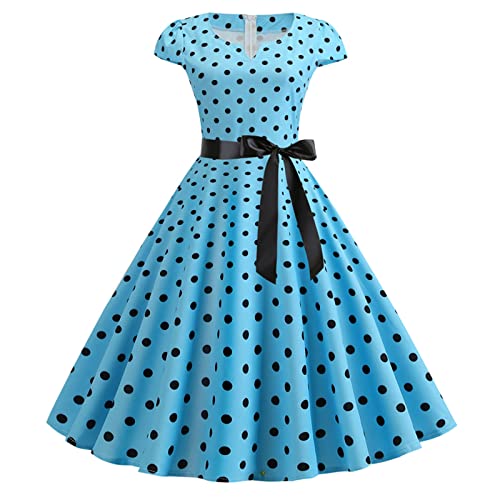 Cocktailkleid Damen Rockabilly Kleider Punkte Festlich Abendkleid Frauen Kurz Vintage 50er Sommerkleid Elegantes Leicht Kleid Mit Gürtel Partykleid...