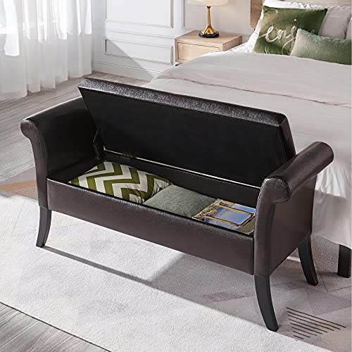 52in Ottoman Bench with Arms and Storage