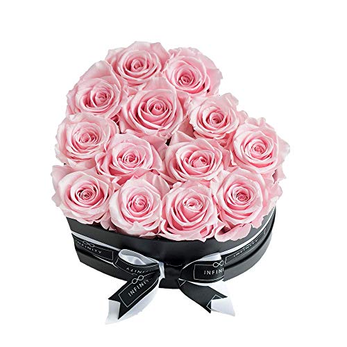 Infinity Flowerbox Preserved Rose, Bridal Pink, Heart Large