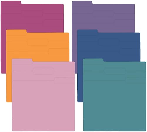 EOOUT 24 carpetas de archivos tamaño carta, 6 carpetas de archivos de colores de piedras preciosas para documentos, pestañas de corte 13, manila