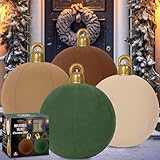 4 PCS 18" Velvet Christmas Inflatable Ball Ornament Large Xmas Inflatable PVC Balls Blow up Flocked Christmas Ornaments Holiday Yard Outdoor Decor for Christmas Tree Indoor Lawn Porch