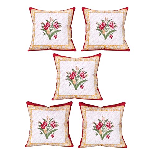 Image of BLOCKS OF INDIA Hand Block Printed Cotton Linen Cushion Cover (16 x 16 inches) (Color 5)