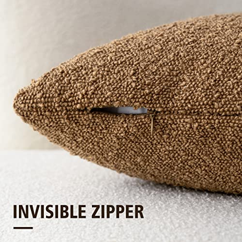 Foindtower Pack of 2 Textured Boucle Throw Pillow Covers Accent Solid Lumbar Pillow Cases Cozy Soft Decorative Couch Cushion Case for Chair Sofa Bedroom Living Room Home Decor, 12 x 20 Inch,Tobacco - Image 3