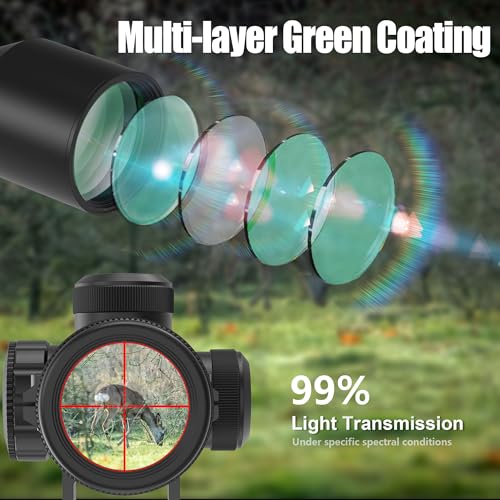 UUQ 3-9x40 Compact Rifle Scope Red/Green Illuminated Reticle, Parallax Correction & Fast Focus | Lightweight & Water-Resistant | Fits 20mm Picatinny/Weaver Rail - Image 4