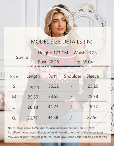 Image of Women's Fair Isle Sweater Crew Neck Long Sleeve Fall Vintage Knit Tops
