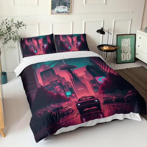 Housse de couette double 200x200cm Downtown Seattle en microfibre douce - 3