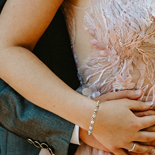 La4Ve Diamonds 1/4 Carat Diamond Tennis Bracelets For Women, Yellow Gold-Plated Sterling Silver Cross Link Diamond Friendship Bracelets (I-J, I3) Gifts Jewelry For Women And Girls #TOP1