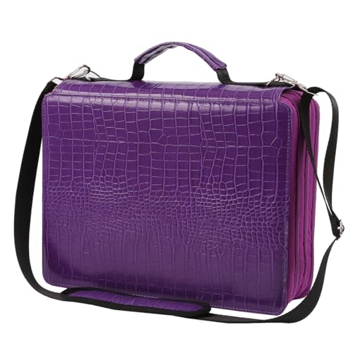 Image of Marker Pen Organizer Case 168 Slots w /Handle & Shoulder Strap | 3-Layer Zipped Pencil Pouch PU Leather w /Open Front pocket for Gel Pen Markers to Artists, Painters