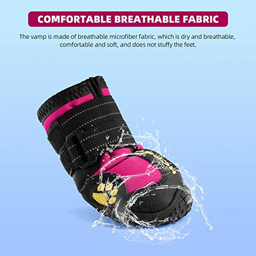 Hcpet Dog Shoes, Dog Boots For Large Dogs, Waterproof Dog Booties Paw Protector For Summer Hot Pavement, Winter Snowy Day, Outdoor Walking, Indoor Hardfloors Anti Slip Sole Pink Size 6 #TOP7