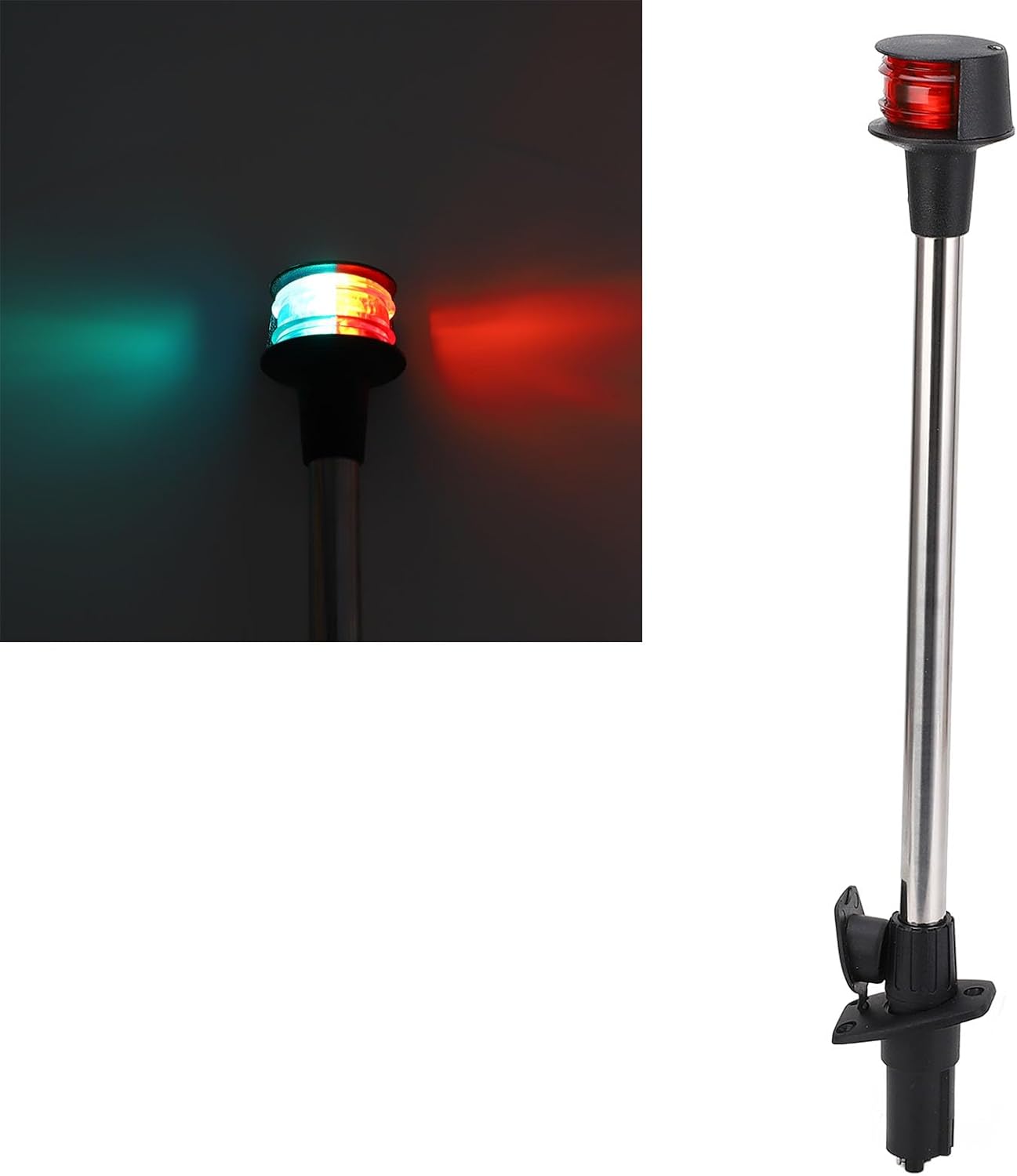 DC12 24V 18in Boat Navigation Light Red and Green Bow Light with Detachable Plug in Base
