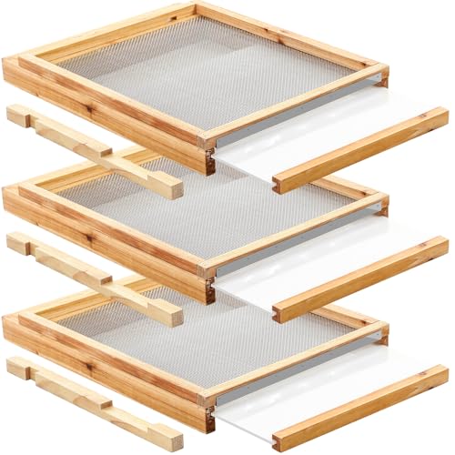 3 Pcs 10 Frame Beehive Screened Bottom Board Dipped in Beeswax wi...