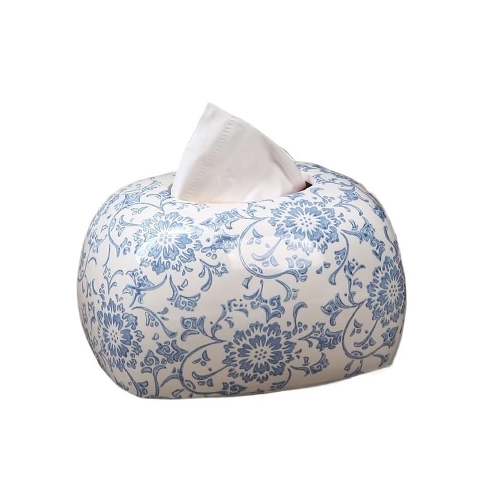 Porta Fazzoletti Scatola for tovaglioli di Carta in Ceramica for Tavolo da Pranzo, tavolino da caffè, Soggiorno, scrivania, Scatola for tovaglioli Dispenser Fazzoletti(Blue)