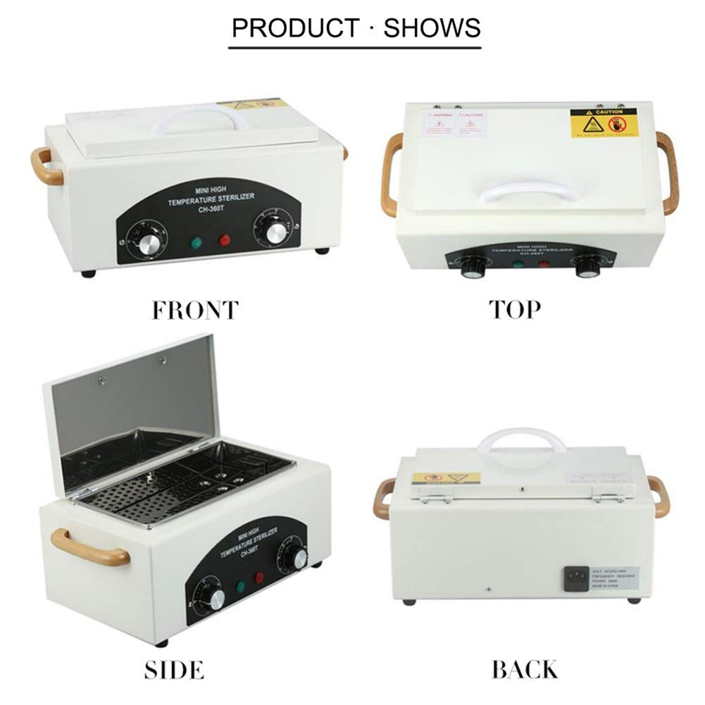 300W Calor Alto Temperatura Esterilizador Caja Mini Desinfección Gabinete para Uñas Manicura Herramienta Facial Piel Belleza Salón Limpieza Equipo (220 ℃)