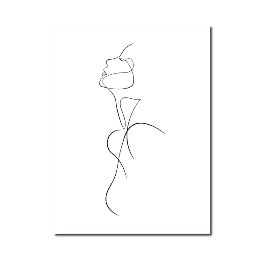 Amazon.co.jp: 抽象的な裸の女性1本の線画アートキャンバス絵画
