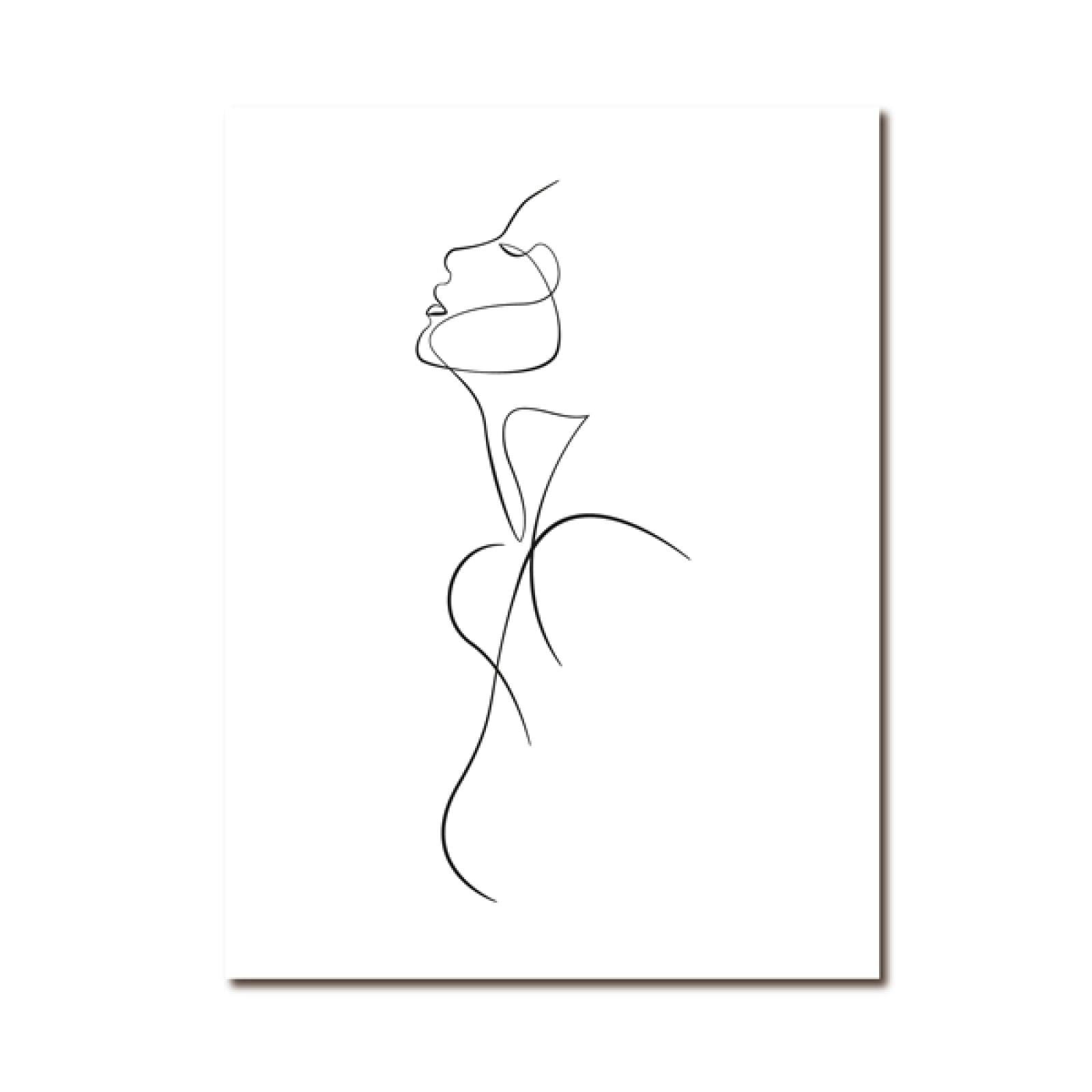 Amazon.co.jp: 抽象的な裸の女性1本の線画アートキャンバス絵画