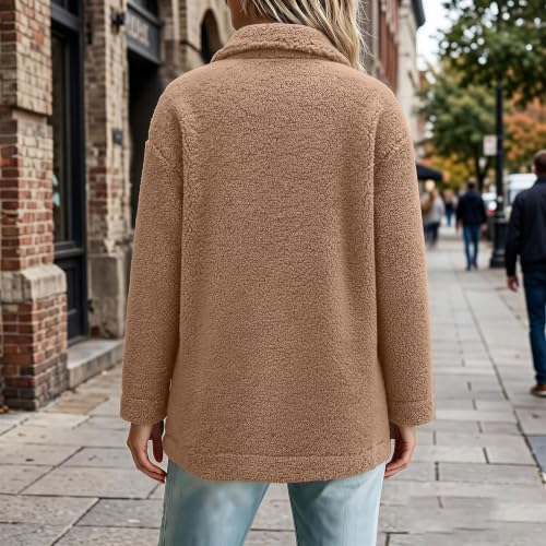 Womens Sherpa Fleece Jacket Long Sleeve Button Down Coats with Pockets - image 8