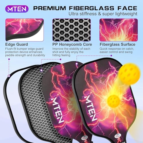 Image of MTEN Pickleball Paddles Set of 2 /4 /1, USAPA Approved Fiberglass Rackets