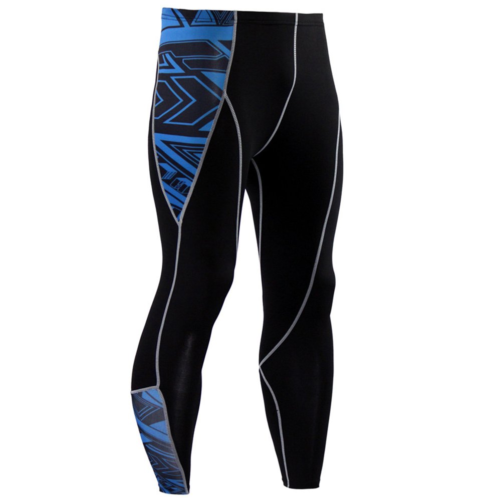 1bests De Los Hombres 2 Piezas Camuflaje Fitness Y Entrenamiento Ropa De Deporte Running Tights Velocidad Escudo Set De Secado, Azul Manga, XXXL
