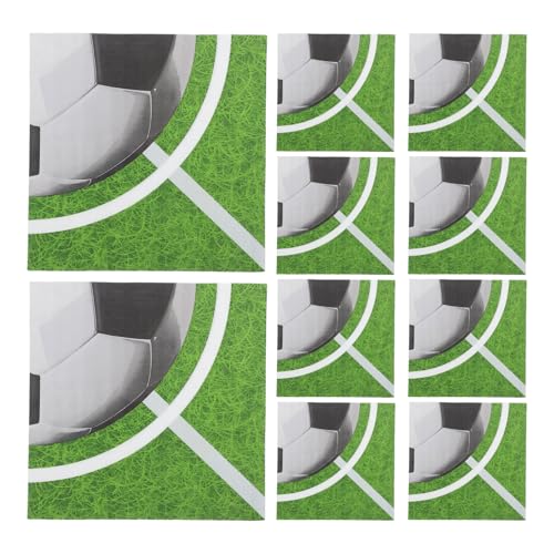 Alasum 100 Pièces Serviettes en Papier Football 33x33 Cm Vert Absorbantes pour Fête Anniversaire Bébé et Décoration de Table Thème Foot