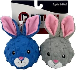Pet Lou Rabbit EZ Squeaky Ball, Set of 2, 4-inch Width