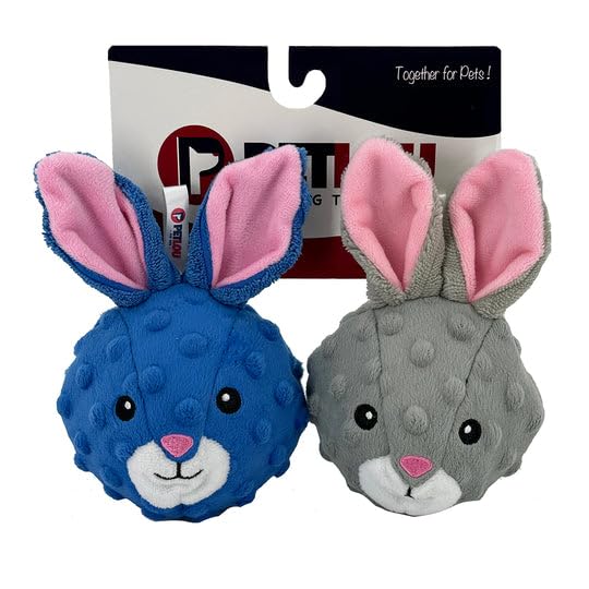 Pet Lou Rabbit EZ Squeaky Ball Set of 2 4-inch Width