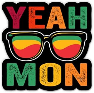 Yeah Mon Stickers - 2 Pack - Waterproof Vinyl for Car, Phone, Water Bottle, Laptop - Jamaica Rasta Decals (2-Pack)