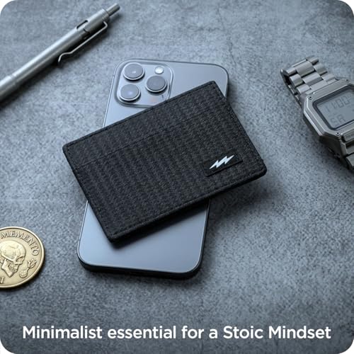 Image of SUPERVEK Card Holder Wallet for Man | Ultra-Slim Credit Card Holder with Cash Slot | Compact Design with Card Dividers | Premium Woven Texture | Thunder Patch Style | Designed for Everyday Use (Black)