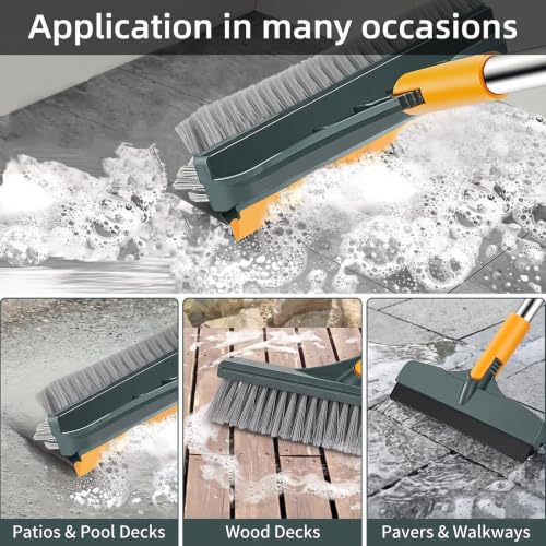 Image of 3-in-1 Bathroom Cleaning Brush with Wiper - Bathroom Cleaning Brush Long Handle 180 Rotate Toilet Brush Bathroom Tiles Cleaning, Wiper Floor for Kitchen Bathroom Cleaning