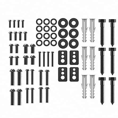 Perfect VESA Schraubenset - 66 teilig, optimal für TV Befestigung, TV Wandhalterung, TV Halterung, Befestigungsschrauben mit Dübel & Unterlegscheiben, schwarz