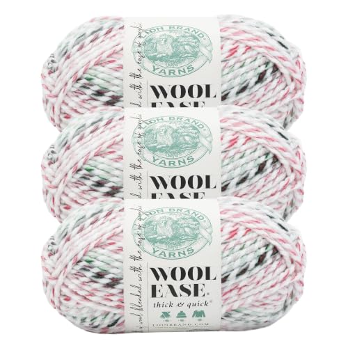 Image of Lion Brand Yarn, Wool-Ease Thick & Quick, Sleighberry, Multicolor, 3 Pack