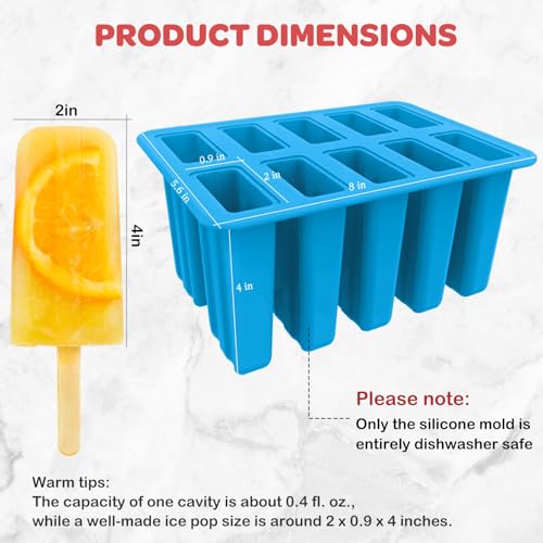 Image of 10-Cav Popsicle Molds, Silicone Ice Pop Mold for DIY Frozen Treats