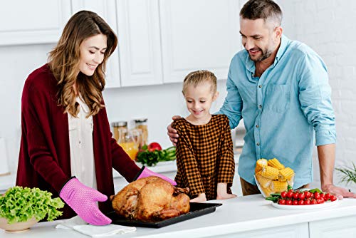 Image of KITCHEN PERFECTION Silicone Smoker Oven Gloves -Extreme Heat Resistant BBQ Gloves-Handle Hot Food Right on Your Grill Fryer & Pit|Waterproof Grilling Cooking Baking Mitts|Superior Value Set+3 Bonuses