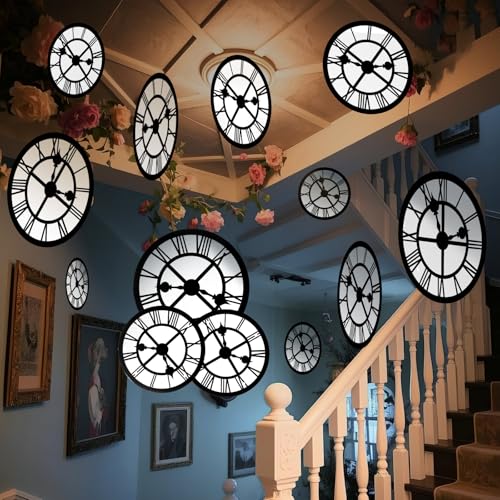 Soulchen 20 Pcs Wonderland Tea Party Decoration Clock Hanging Ban...