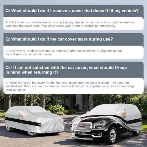 Image of 10 Layers SUV Car Cover Custom Fit for GMC Acadia (2007-2026), Waterproof All Weather for Automobiles, Outdoor Full Cover Sun Dust Rain Protection with Cotton. Silver