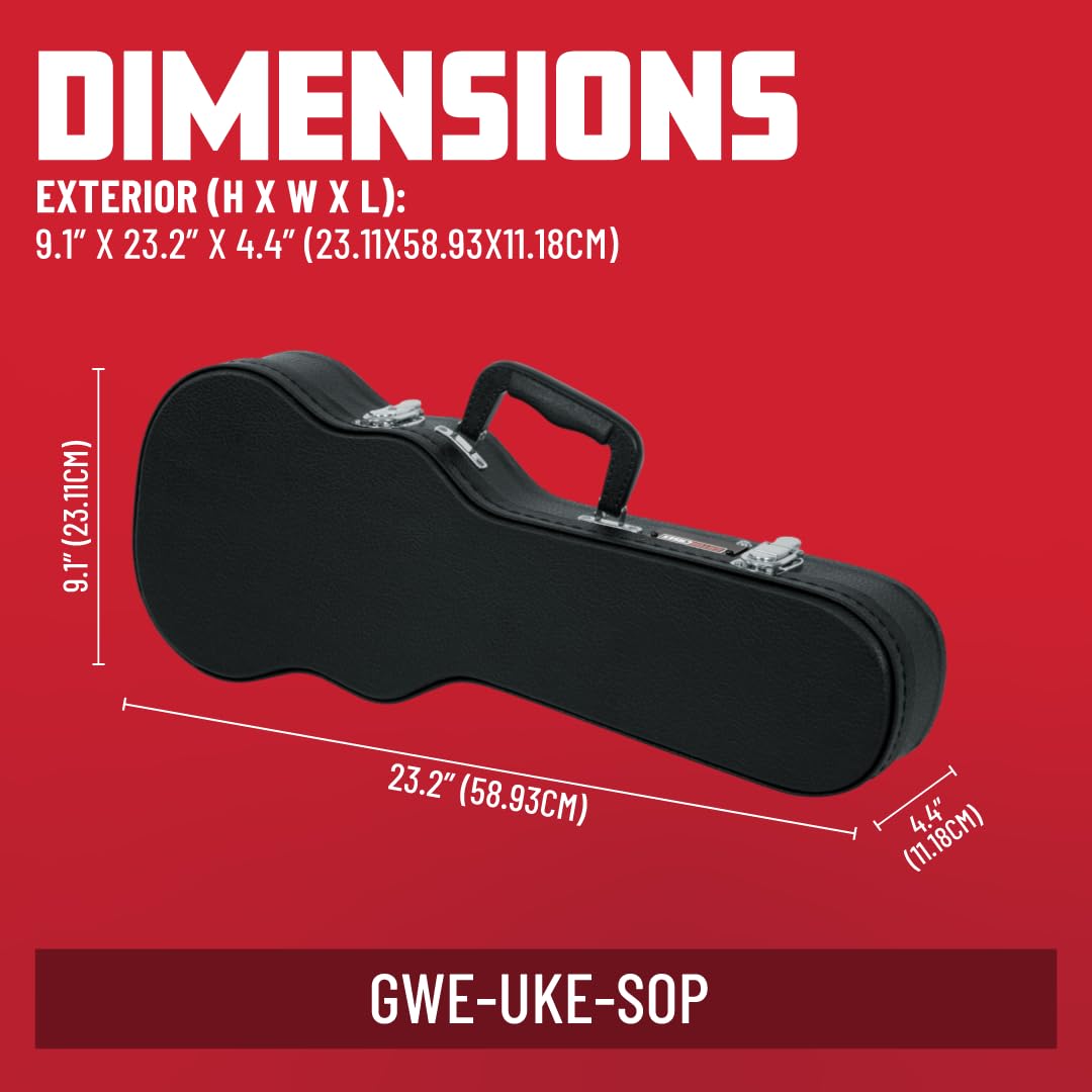 Gator Cases Traditional - Custodia folk rigida in legno per ukulele soprano, GWE-UKE-SOP