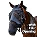 Standard Horse Size Fly Mask with Long Nose Black and Hair Opening - Good Vision Soft and Breathable, All Around Barn, Stable, Pasture, Trail Riding Fly and Sun Protection Fly Masks (Horse Size)