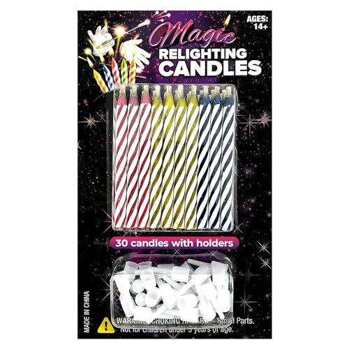 Laughing Smith Magic Candles - (30 pk) - Trick Happy Birthday Party Decorations for Cakes - Prank Celebration Candle - for Kids & Fun-Loving Adults