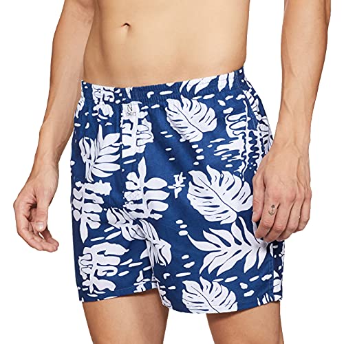 Image of Longies Pure Cotton Mens Boxers Pack of 3 Regular Shorts (LGBOXPO3V003 Dr.Grey,Blue,Blue3356 XL)