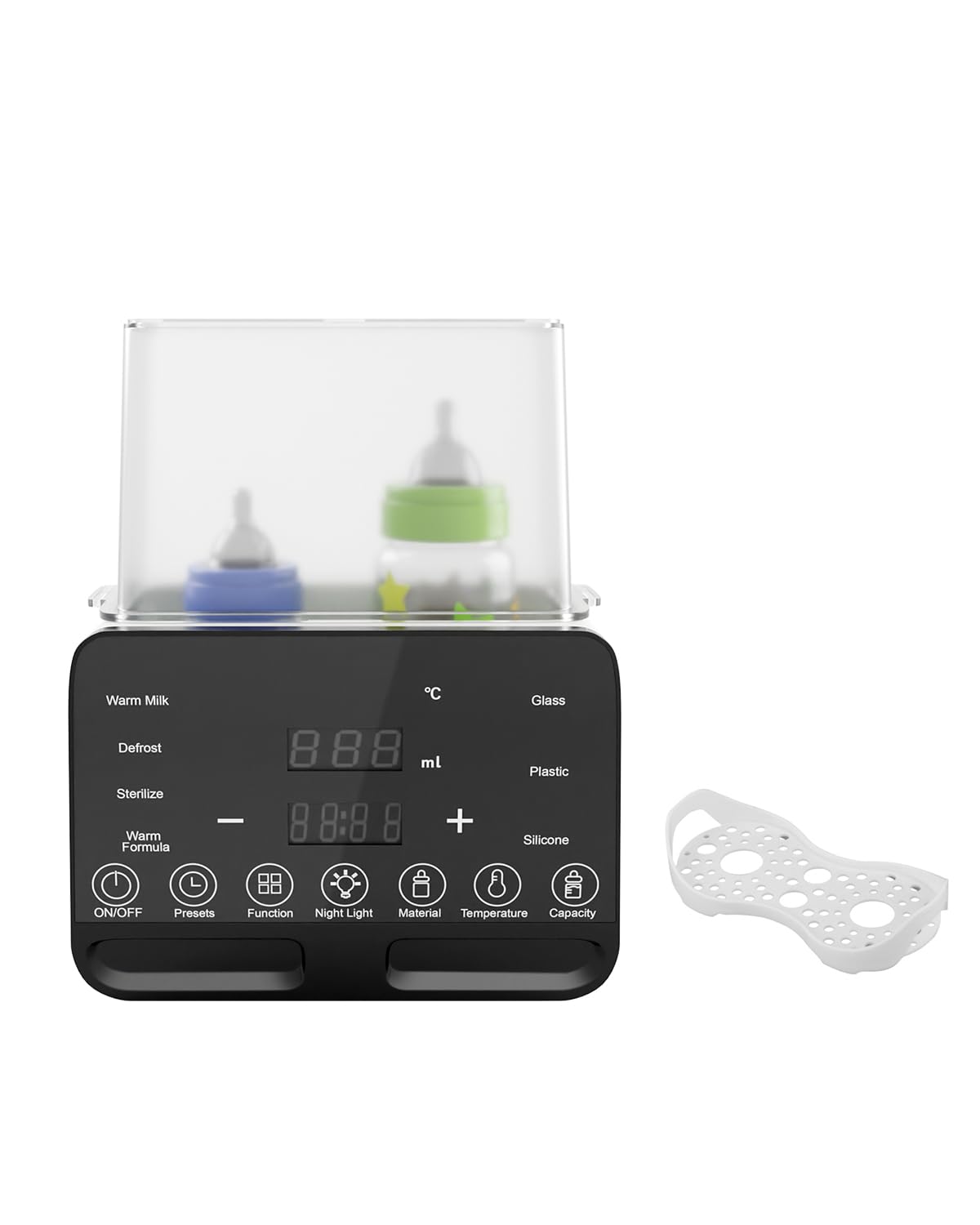 CkeyiN 10 in 1 Babyflaschenwärmer mit LED-Display & Temperaturregelung, Schwarz