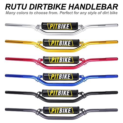 Image of Motorcycle Handlebars 7 /8 Inch,RUTU Universal Dirt Bike Handle Bar with Crossbar Pad Low-Rise Drag Bar for Motocross ATV Quad-Golden