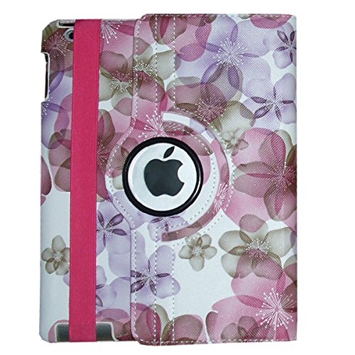 Ipad 2 Case, Ipad 3 Case, Ipad 4 Case, Jytrend (R) Rotating Stand Smart Case Cover Magnetic Auto Wake Up/Sleep For Ipad 2/3/4 A1395 A1396 A1397 A1403 A1416 A1430 A1458 A1459  A1460 (Pink Flower) #TOP3
