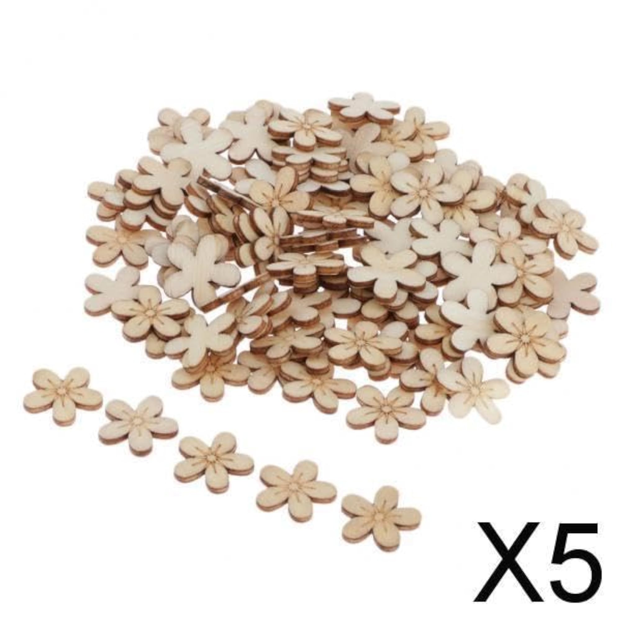 100 Pieces Blank Flower Wooden Ornaments for Crafts