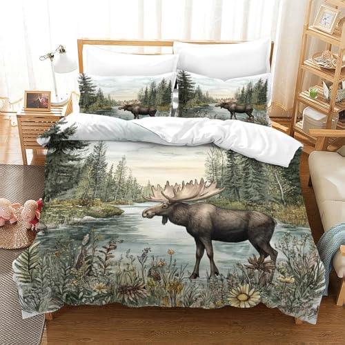 Housse de couette forêt 3d fermeture éclair parure de lit léger