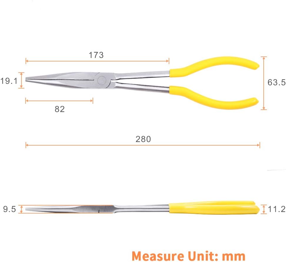 Long Reach Needle Nose Pliers 11" Long Nose Pliers Straight Serrated Jaws