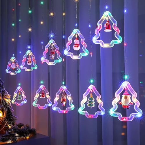 Image of V.E.S.P.A 3.5-Meter Window Christmas Lights - 10 Tree Design for Indoor and Outdoor Holiday Decor, Electric Incandescent String Lights (Multi Color)